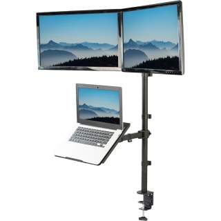 VIVO Laptop and Dual 13 to 27 inch LCD Monitor Stand up Desk Mount, Extra Tall Adjustable Stand, Fits Laptops up to 17 inches